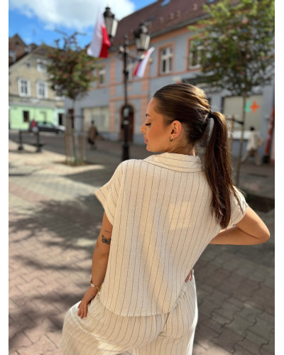 Komplet w paski Santina beżowy