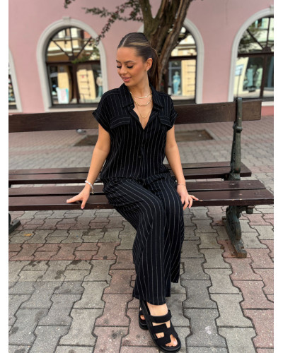 Komplet w paski Santina czarny