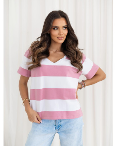 Bluzka w pasy By o la la...! sugar pink