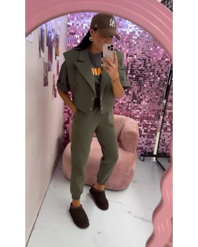 Komplet dresowy z kamizelką La Milla khaki