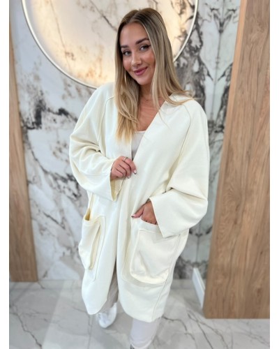 Kardigan kimono By o la la...! śmietankowy