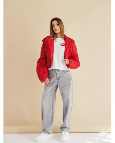 Kurtka pikowana z bufiastym rękawem  By o la la...! red kiss