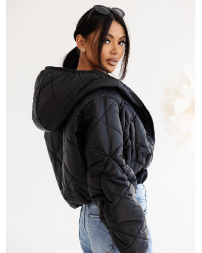Kurtka pikowana z bufiastym rękawem  By o la la...! czarna
