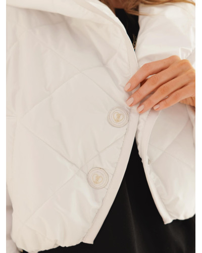 Kurtka pikowana z bufiastym rękawem  By o la la...! biała