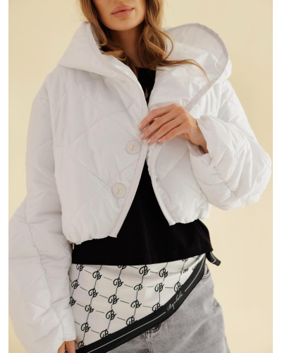 Kurtka pikowana z bufiastym rękawem  By o la la...! biała