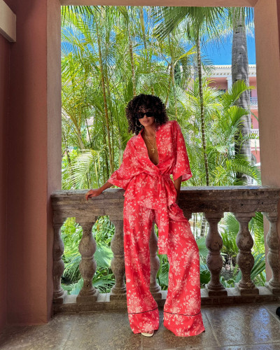 Komplet z kimono La Milla koralowy