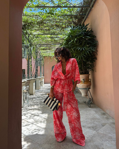 Komplet z kimono La Milla koralowy