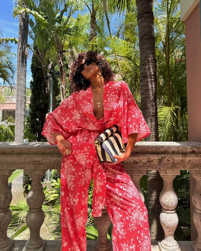 Komplet z kimono La Milla koralowy
