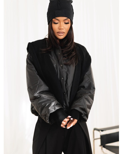 Kurtka pikowana z odpinanym kapturem By o la la...! czarna