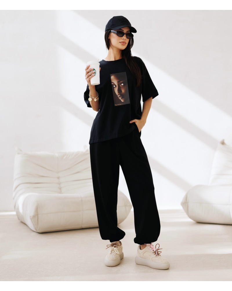 T-shirt twarz By o la la...! czarny T-shirt twarz By o la la...! czarny