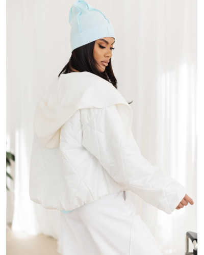 Kurtka pikowana z odpinanym kapturem By o la la...! biała