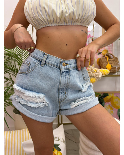Szorty z dziurami La Milla jasny jeans