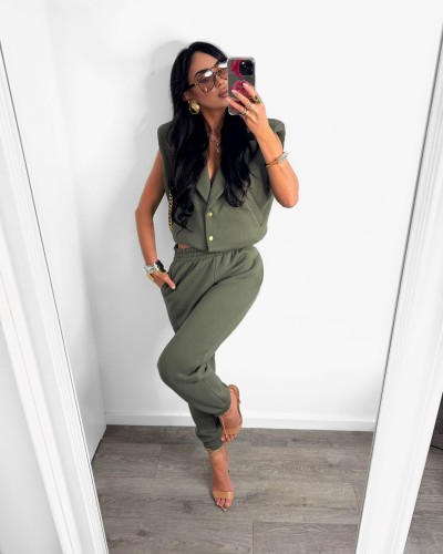 Komplet dresowy z kamizelką La Milla khaki