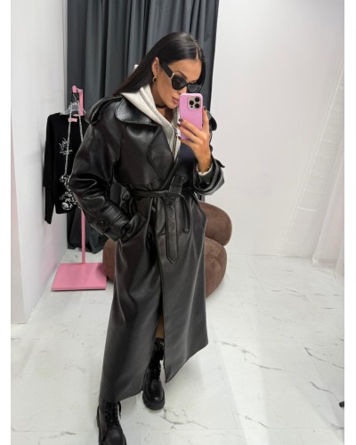 Płaszcz skórzany La Milla czarny