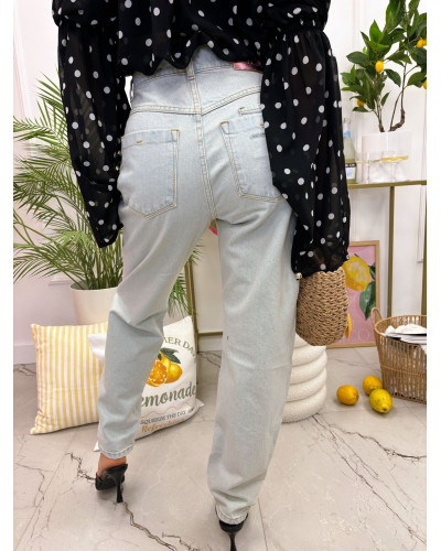 Spodnie jeansowe mom fit La Milla jasny jeans