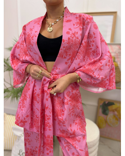 Komplet z kimono La Milla różowy
