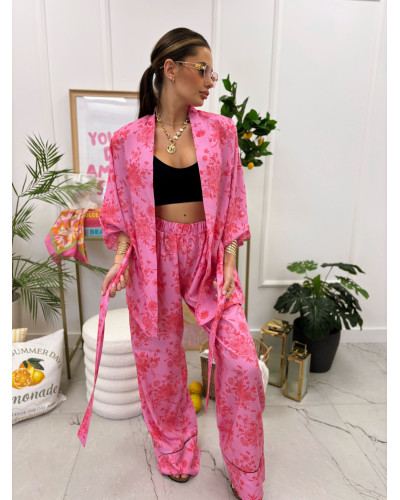 Komplet z kimono La Milla różowy