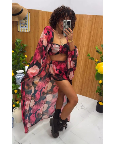 Komplet 3w1 Flora La Milla fuksja