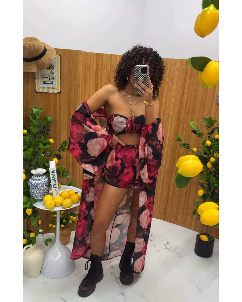Komplet 3w1 Flora La Milla fuksja