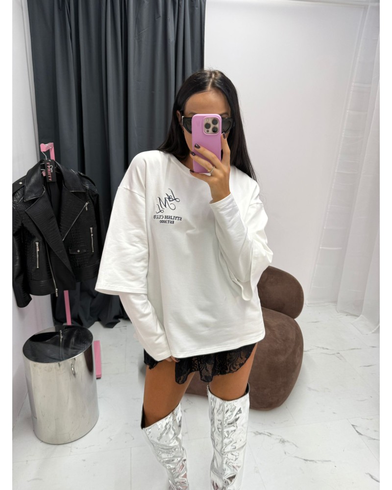 T-shirt z haftem La Milla biały T-shirt z haftem La Milla biały