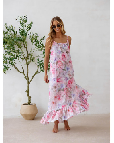Sukienka maxi Flora By o la la...! różowa