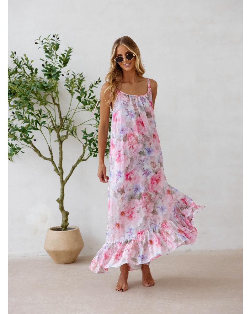 Sukienka maxi Flora By o la la...! różowa
