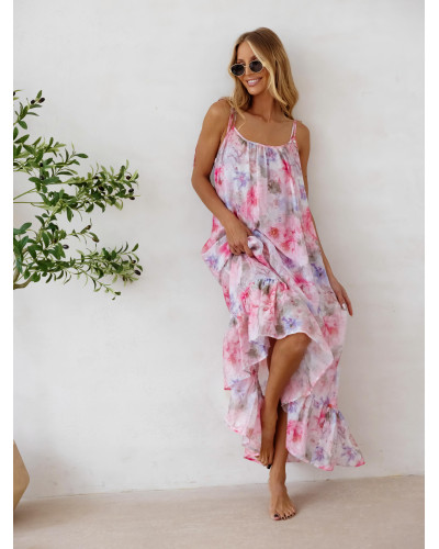 Sukienka maxi Flora By o la la...! różowa