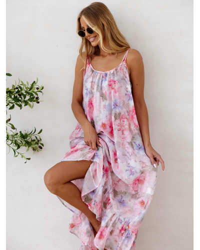 Sukienka maxi Flora By o la la...! różowa