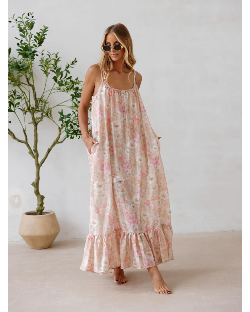 Sukienka maxi Flora By o la la...! beżowa