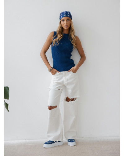 Bluzka prążkowana bez rękawów By o la la...! denim