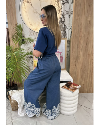 Spodnie a'la jeans z ażurowym wykończeniem By o la la...!