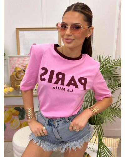 T-Shirt La Milla Paris róż z bordo